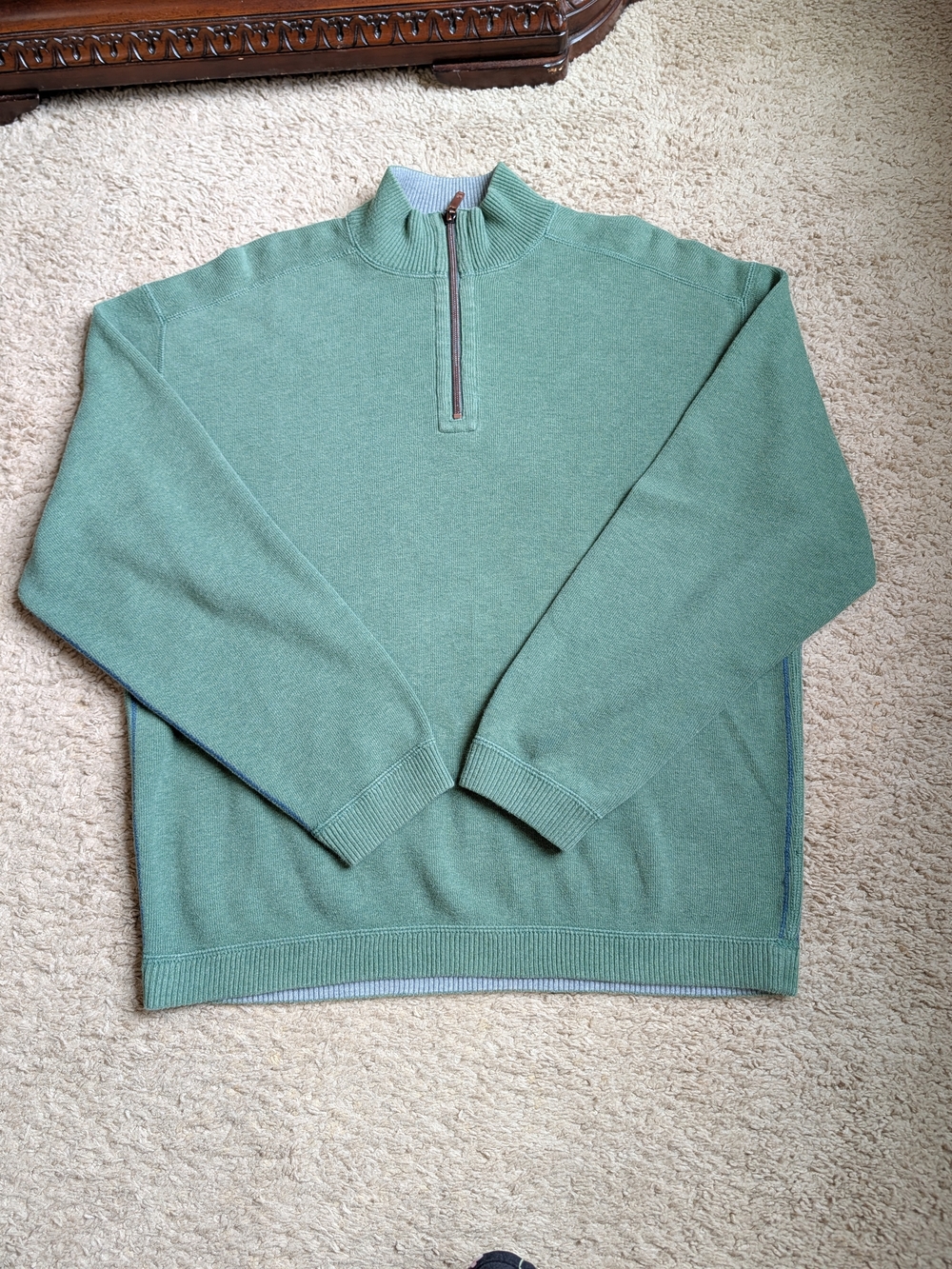Tommy Bahama Men's Sage Green Half-Zip Sweater
